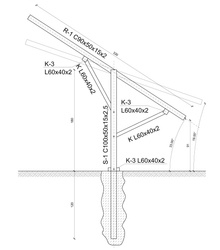 Podpora regulowana do konstrukcji wolnostojacej z dwoma ramionami